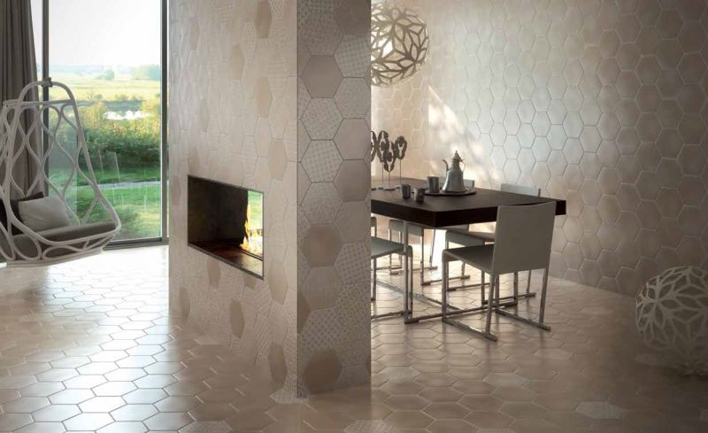 Boden und wandfliesen. mural hexagon marrakech beige mix mate ...