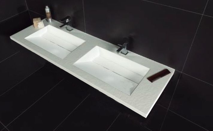 Waschbecken Largeur 120 - Doppel-Waschbecken Ausgesetzt oder