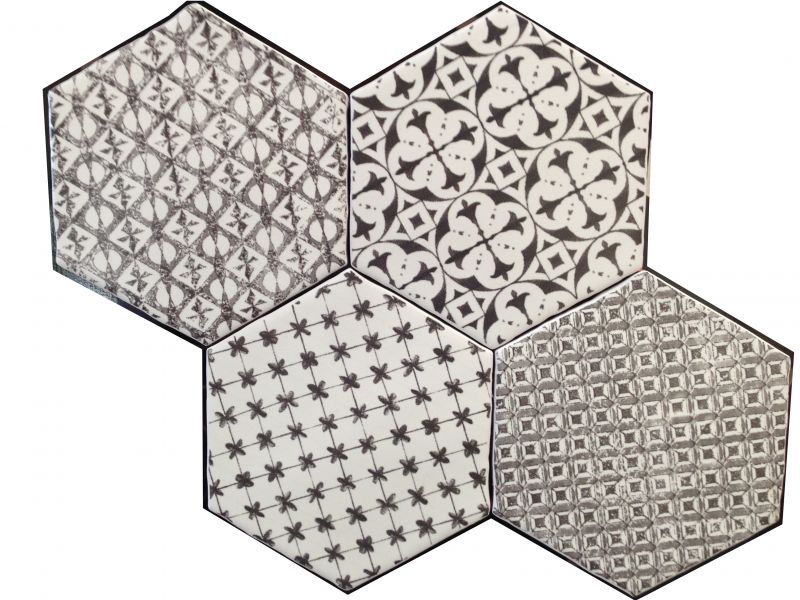 Boden- und Wandfliesen. Cuisine Mural - Hexagon marrakech gris Mosaico