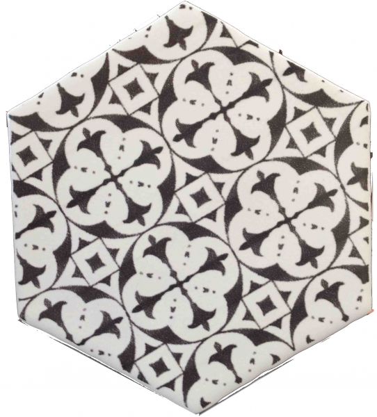 Boden- und Wandfliesen. Cuisine Mural - Hexagon marrakech negro Mosaico