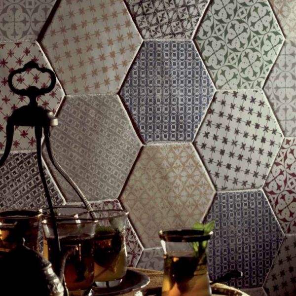 Boden- und Wandfliesen. Cuisine Mural - Hexagon marrakech gris Mosaico