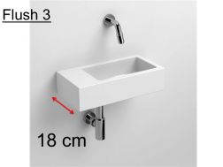 Waschtisch, 18 x 36 cm, Ablage links, ohne Hahnlochbohrung - FLUSH 3 LEFT