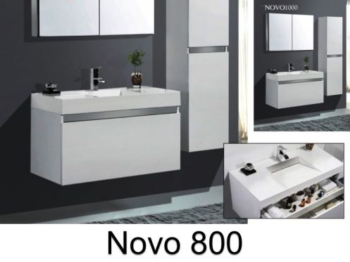 Badezimmermöbel suspendierte 80 cm, helle, weiße Spiegelschrank - NOVO 800