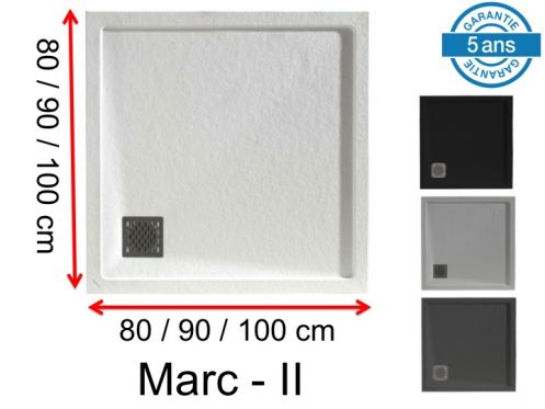 Quadratische Duschwannen, mit Einfassungen, Entwsserung im Winkel, aus Mineralharz - MARC II