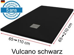 Mineralharz-Duschwannen, individuelle Anfertigung, Steineffekt, rutschfest - VULCANO schwarz