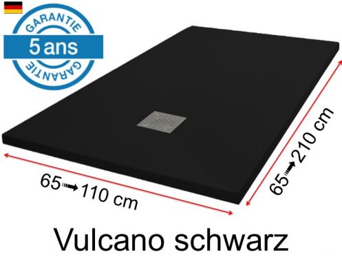Mineralharz-Duschwannen, individuelle Anfertigung, Steineffekt, rutschfest - VULCANO schwarz