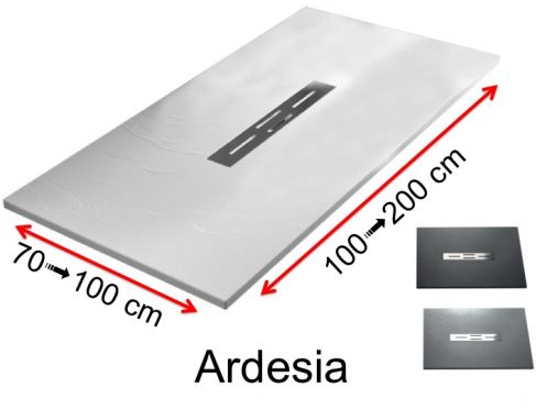 Duschwanne mit Mittelablauf, Schieferoptik - ARDESIA