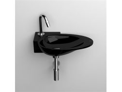 Waschschüssel, 25 x 36 cm, aus schwarz glänzender Keramik, links antippen - FIRST CLOU