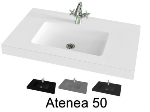 Waschtischplatte, 140 x 50 cm, h�ngend oder Tischplatte, aus Mineralharz - ATENEA 50