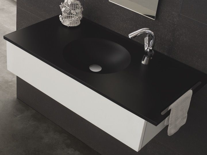 Doppelwaschtischplatte 120 cm - Rundes Waschbecken zur Wandmontage oder