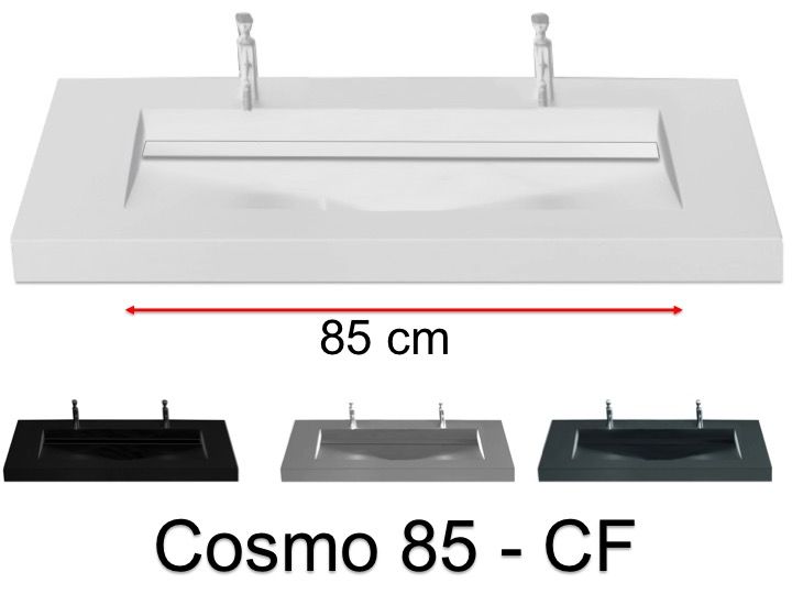 Doppelwaschtischplatte, 120 x 50 cm, Kanalwaschbecken - COSMO CF 85