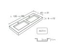 Doppelwaschtischplatte, 50 x 120 cm, aus Mineralharz mit fester Oberflche - DOUBLE CLASSIC RG
