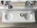 Doppeltes rundes Waschbecken, 50 x 100 cm, aus Mineralharz mit fester Oberflche - DOPPELKREISHYDRA