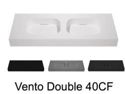 Doppelwaschtischplatte, 100 x 50 cm, hängend oder Tischplatte, aus Mineralharz - VENTO 40 CF