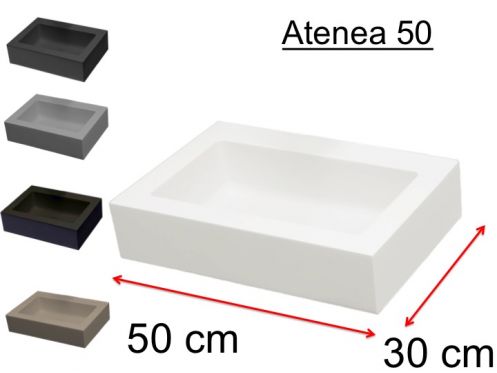 Waschbecken, Farben, 50 x 30 cm, Mineralharz - ATENA 50