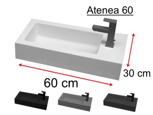 Waschbecken, Farben, 60 x 30 cm, Mineralharz - ATENA 60