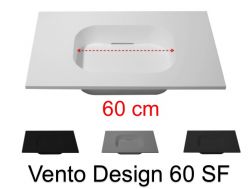 Design-Waschtischplatte, 100 x 50 cm, hängend oder stehend, aus Mineralharz - VENTO 60 SF