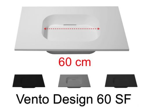Design-Waschtischplatte, 160 x 50 cm, h�ngend oder stehend, aus Mineralharz - VENTO 60 SF