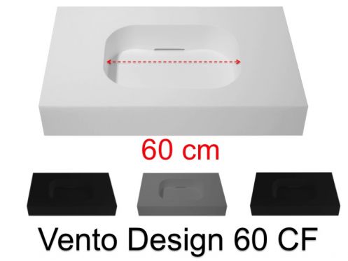 Design-Waschtischplatte, 80 x 50 cm, h�ngend oder stehend, aus Mineralharz - VENTO 60 CF
