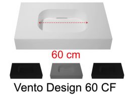Design-Waschtischplatte, 100 x 50 cm, hängend oder stehend, aus Mineralharz - VENTO 60 CF