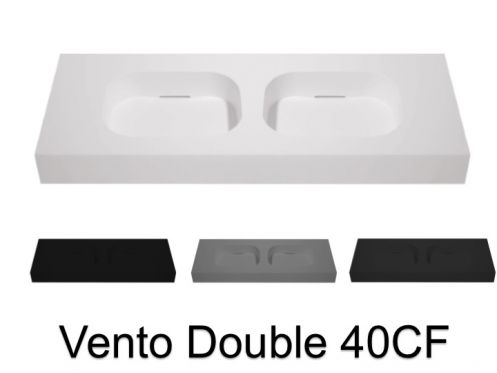 Doppelwaschtischplatte, 180 x 50 cm, h�ngend oder Tischplatte, aus Mineralharz - VENTO 40 CF