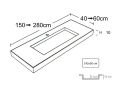 Doppelwaschtischplatte, 50 x 150 cm, hngend oder versenkt, aus Mineralharz - OBA 142