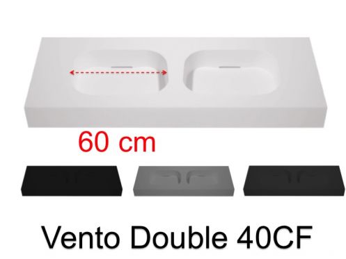 Doppelwaschtischplatte, 160 x 50 cm, h�ngend oder Tischplatte, aus Mineralharz - VENTO 60 CF