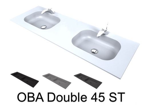 Doppelwaschtischplatte, 50 x 120 cm, h�ngend oder versenkt, aus Mineralharz - DOUBLE OBA 45 ST