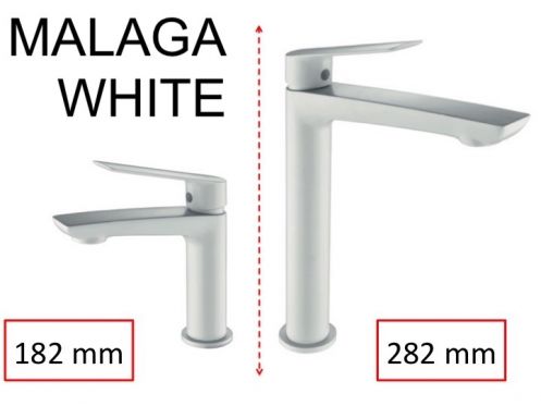 Tap tap wei matt, Hhe 182 oder 282 mm - MALAGA WHITE