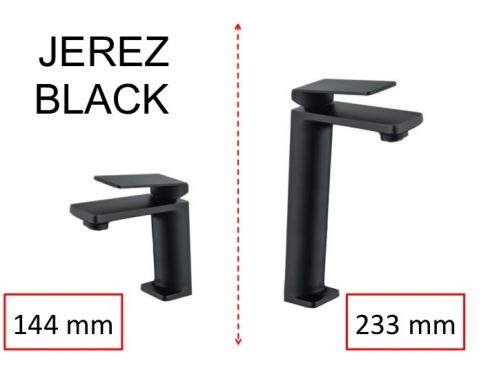 Toilette Wasserhahn, Mattschwarz, Mischer, H�he 144 und 233 mm - JEREZ Schwarz