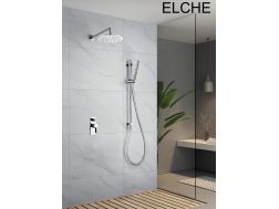 Eingebaute Dusche, Mischbatterie und runder Knopf Ø25 cm - ELCHE CHROME