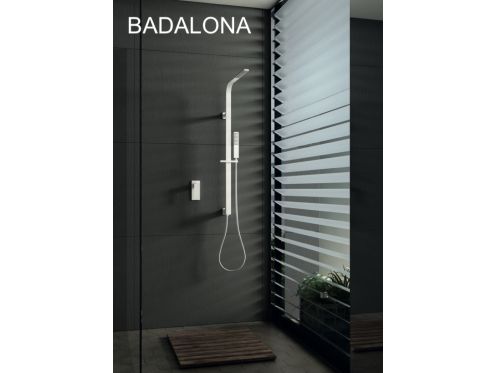 Einbau-Dusche, Einhebelmischer wei� matt und Designknopf - BADALONA BLANC