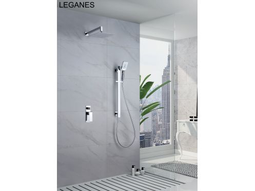 Einbau-Dusche, Mischbatterie und Designknopf - LEGANES CHROME