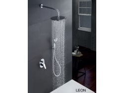 Eingebaute Dusche, Mischbatterie und runder Knopf Ø25 cm - LEON CHROME