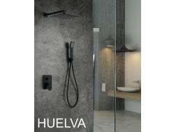 Eingebaute Dusche, schwarzer Mattmischer und Knopf 25 x 25 - HUELVA SCHWARZ
