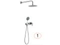 Eingebaute Dusche, Mischbatterie und runder Knopf 25 cm - GETAFE CHROME