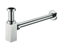 Quadratischer Waschbecken-Siphon aus Messing Chrom