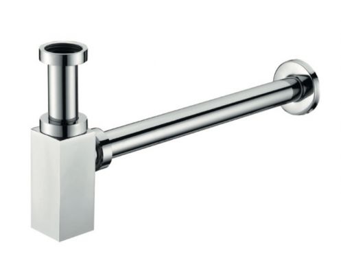 Quadratischer Waschbecken-Siphon aus Messing Chrom