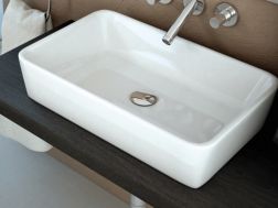 Waschbecken, 580 x 380 mm, aus weißer Keramik - KEOPS