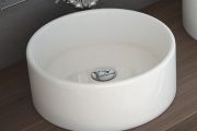 Waschbecken, Ø 400 mm, aus weißer Keramik - TEBAS