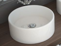 Waschbecken, Ø 400 mm, aus weißer Keramik - TEBAS