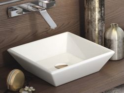Waschbecken, 420 x 420 mm, aus weißer Keramik - RODAS