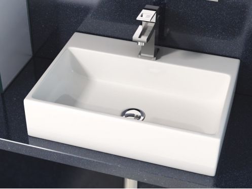 Waschbecken, 500 x 350 mm, aus weier Keramik - LEO