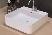 Waschbecken, 420 x 420 mm, aus weißer Keramik - EUME