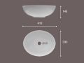 Waschbecken, 410 x 330 mm, aus wei�er Keramik - OVAL