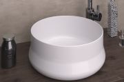 Waschbecken, Ø 400 mm, aus weißer Keramik - GENIL