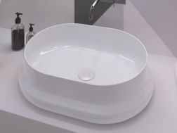 Waschbecken, 570 x 420 mm, aus feiner weißer Keramik - CINCA