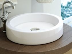 Waschbecken, Ø 450 mm, aus weißer Keramik - CIRCUS