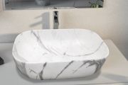 Waschbecken 460 x 325 mm, aus verzierter Keramik - ORTA WHITE