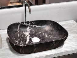Waschbecken 460 x 325 mm, aus verzierter Keramik - ORTA BLACK
